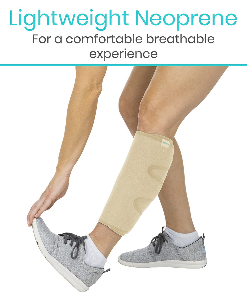 Vive Calf Brace - Adjustable Shin Splint Support - Lower Leg Compression Wrap Increases Circulation, Reduces Muscle Swelling - Calf Sleeve for Men and Women (Beige) Beige - NewNest Australia