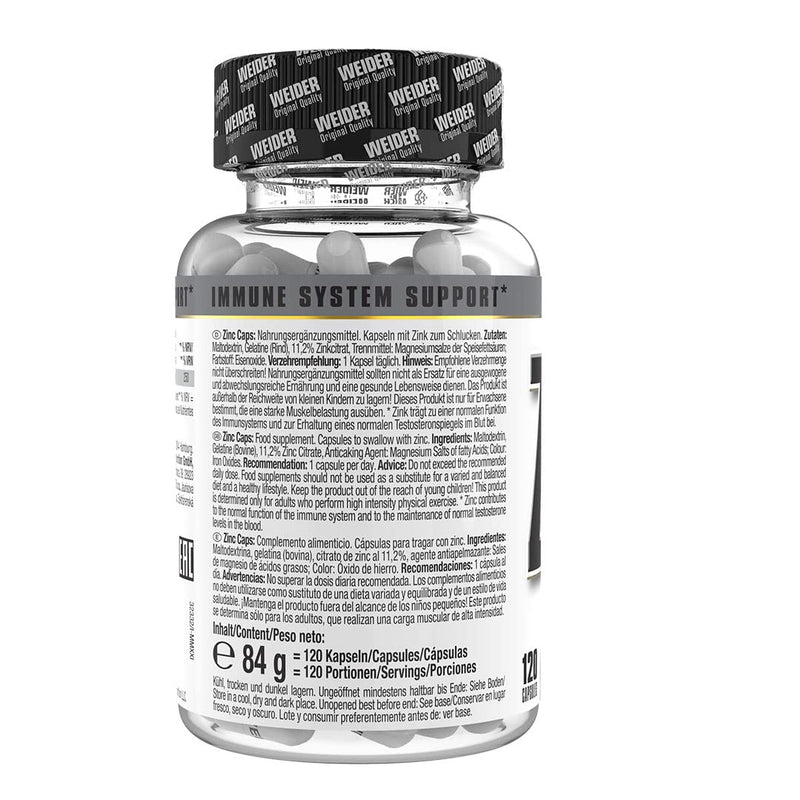 WEIDER Strong Zinc Caps, high dosage, premium quality 25 mg zinc per capsule, 120 capsules, immune system - NewNest Australia