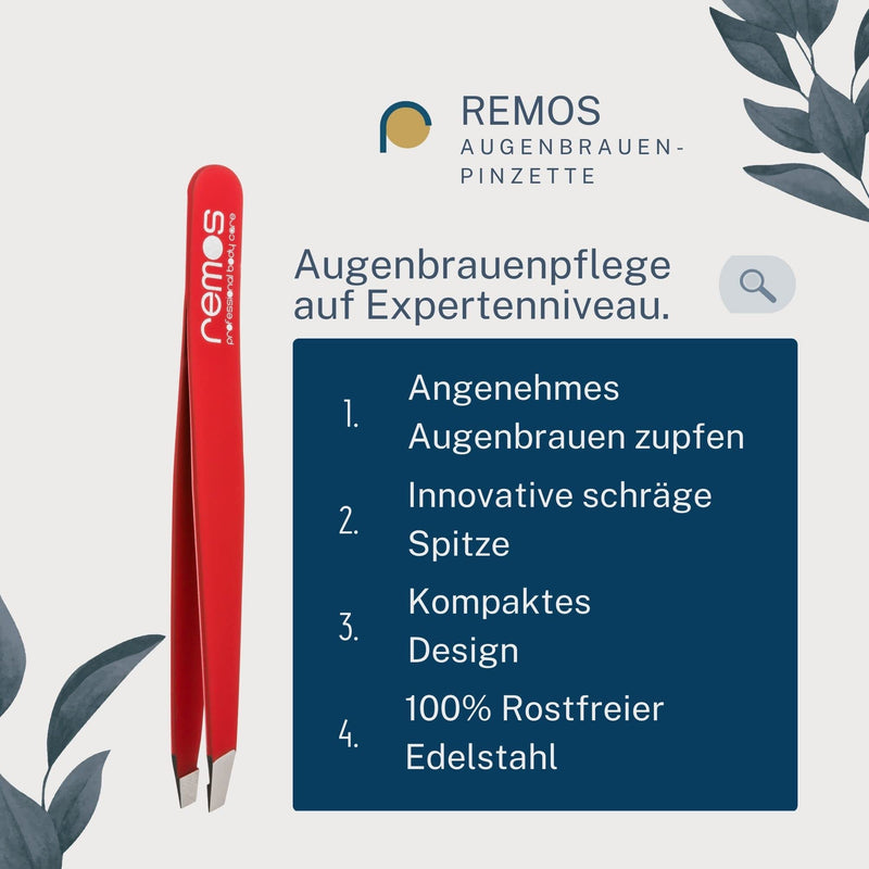 Remos Eyebrow Tweezers Made Of Stainless Steel - Red Tweezers Remove The Finest And Shortest Hairs - Suitable For Eyebrows, Beards And Hair - High Quality Red - NewNest Australia