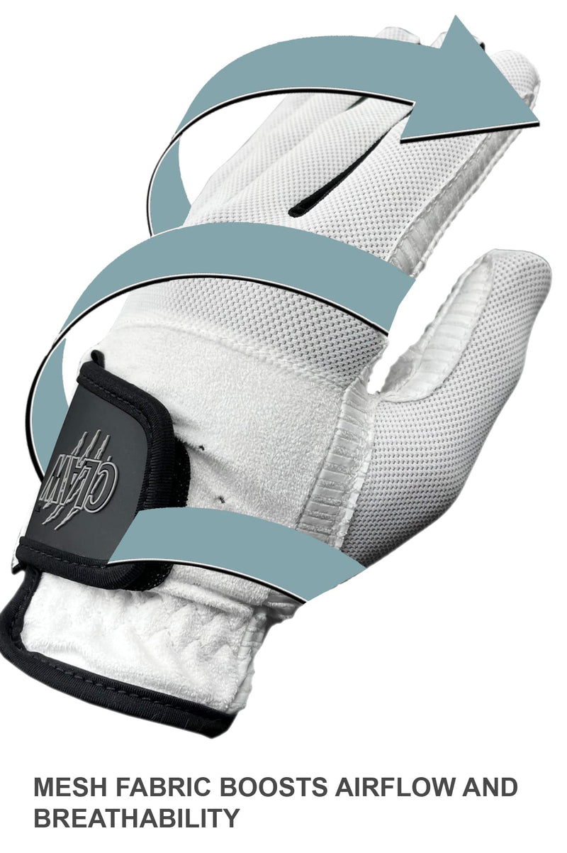 Claw Pro Men’s Golf Glove - Breathable, Long Lasting by CaddyDaddy White X-Large Left - NewNest Australia