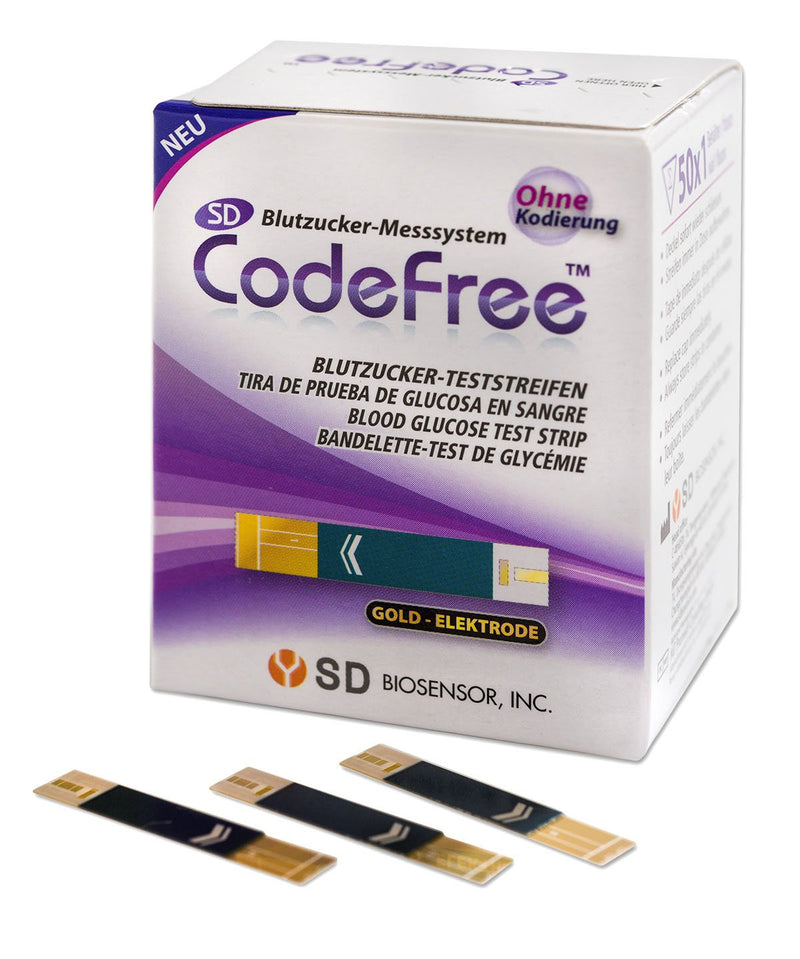 SD CodeFree blood sugar test strips value pack - 100 pieces of diabetes tests to check blood sugar (diabetes) + 50 blood lancets size 28G - NewNest Australia