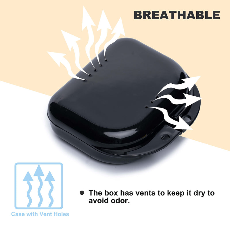 Retainer Case with Vent Holes, 4 Pcs Denture Case, Durable & Similar Mouth Guard Case for Black, White, Yellow and Blue - Tight Snap Lock, Easy to Use - NewNest Australia