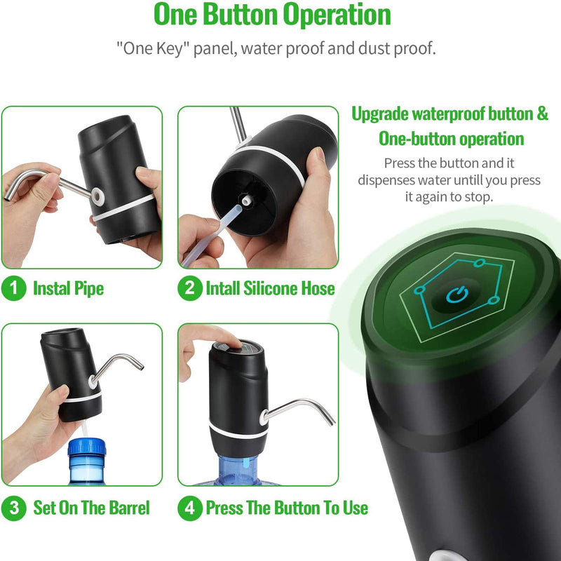 5 Gallon Water Dispenser,Electric Drinking Water Pump Portable Water Dispenser Universal USB Charging Water Bottle Pump For 2-5 Gallon With 2 Silicone - NewNest Australia