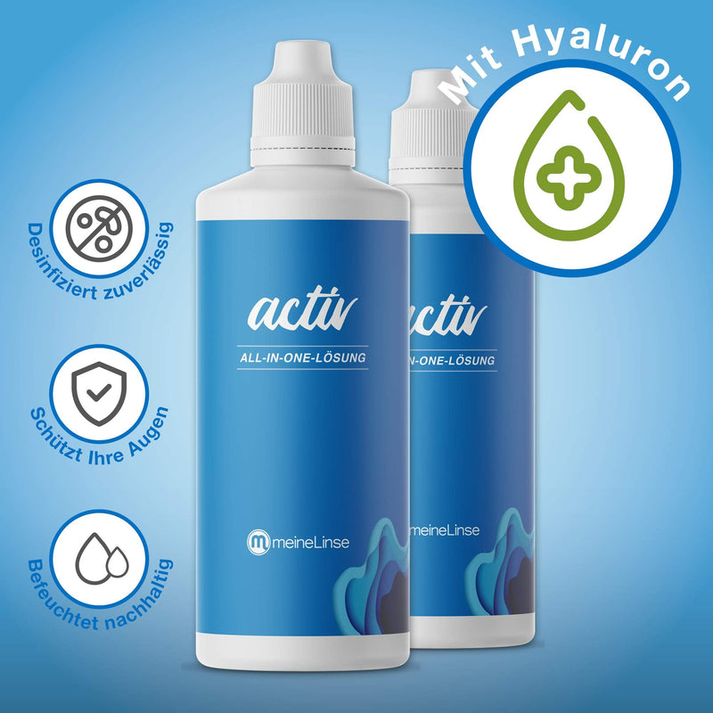Meinelinse Activ All-In-One Double Pack 2 X 360Ml, Contact Lens Fluid For Soft Lenses - Contact Lens Fluid For Monthly Lenses And Weekly Lenses Incl. 2 Containers - NewNest Australia
