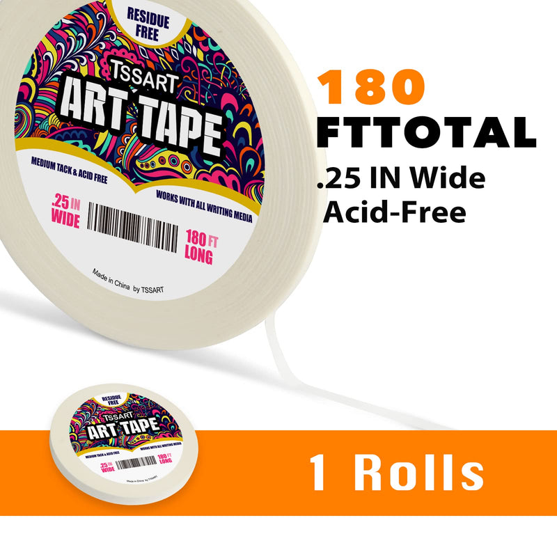 TSSART White Art Tape Medium Tack - Masking Artists Tape for Drafting Art Watercolor Painting Canvas Framing - Acid Free 1/4 Inch Wide 180FT Long 0.25inch - NewNest Australia