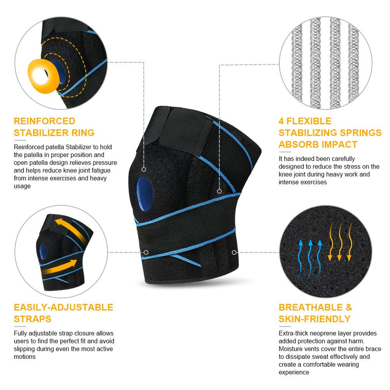 ACWOO Knee Brace for Men Women, Adjustable Patella, Orthopedic Knee Support, Sports Bandage Knee for Meniscus Tear, Relieve Knee Pain, Arthritis (Blue) Blue - NewNest Australia