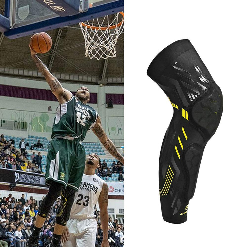 Kuangmi Knee Pad Compression Leg Sleeve Soft Shin Guard for Basketball, Wrestling, Soccer, Volleyball, Sports, Daily Support- 1 Piece (XL, Black Yellow) X-Large - NewNest Australia