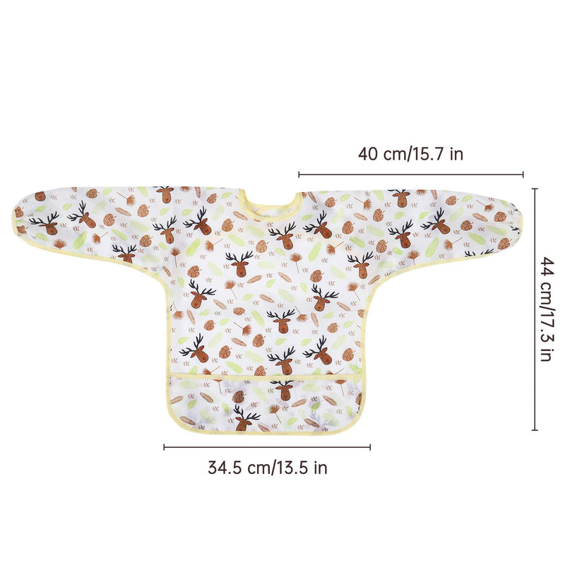 Accmor 3 Pcs Long Sleeve Bibs, Waterproof Baby Bibs, Toddler Sleeved Bib, Baby Smock for Eating Feeding, 6-24 Months Yellow Elk/Blue Dinosaur/Orange Pig Medium : 6-24 Months - NewNest Australia