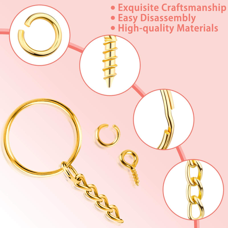 Key Ring with Chain, Shynek 360PCS Gold Keychain Rings with Jump Rings and Screw Eye Pins Bulk for Resin, DIY Crafts and Jewelry Making - NewNest Australia