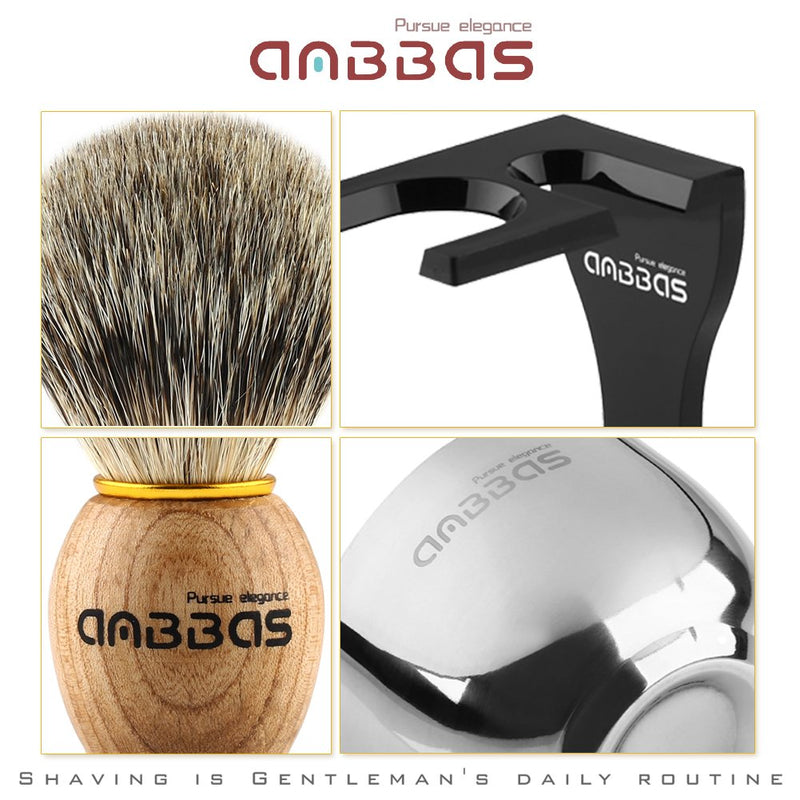 Anbbas Men's Gift Set Shaving Brush Pure Badger Hair Shaving Brush Badger Shaving Soap Shaving Bowl with Shaving Stand Made of Acrylic Wood - NewNest Australia
