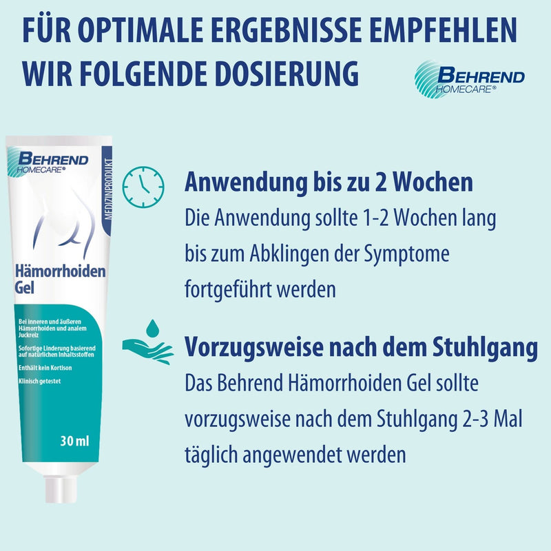 Behrend Hemorrhoid Gel Made From Natural Ingredients For Internal & External Hemorrhoids, Itch, Fissures & Proctitis - Hemorrhoid Ointment Reduces Pain, Itching & Burning - NewNest Australia