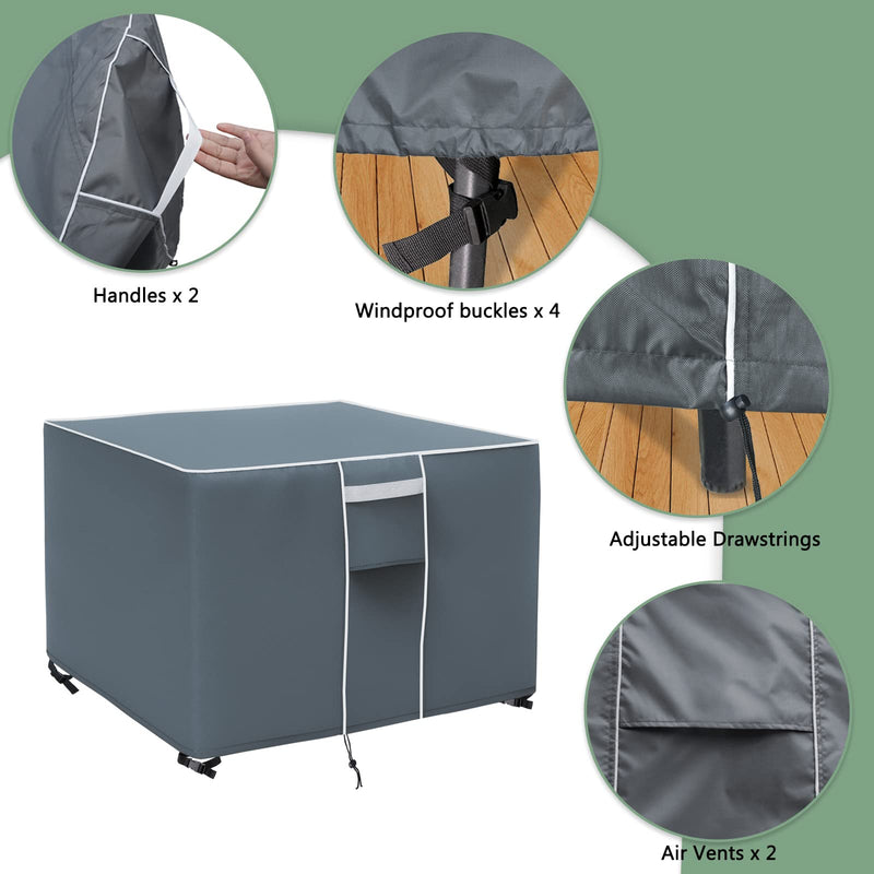 Fire Pit Cover Square, 500D Heavy Duty Waterproof Cover for Fire Pit, Fits 28 Inch, 30 Inch, 32 Inch Square Firepit/ Fire Bowl, Windproof&Dustproof Outdoor Firepit Cover -Grey, 32" X 32" X 16" Square -32"L x 32"W x 16"H - NewNest Australia