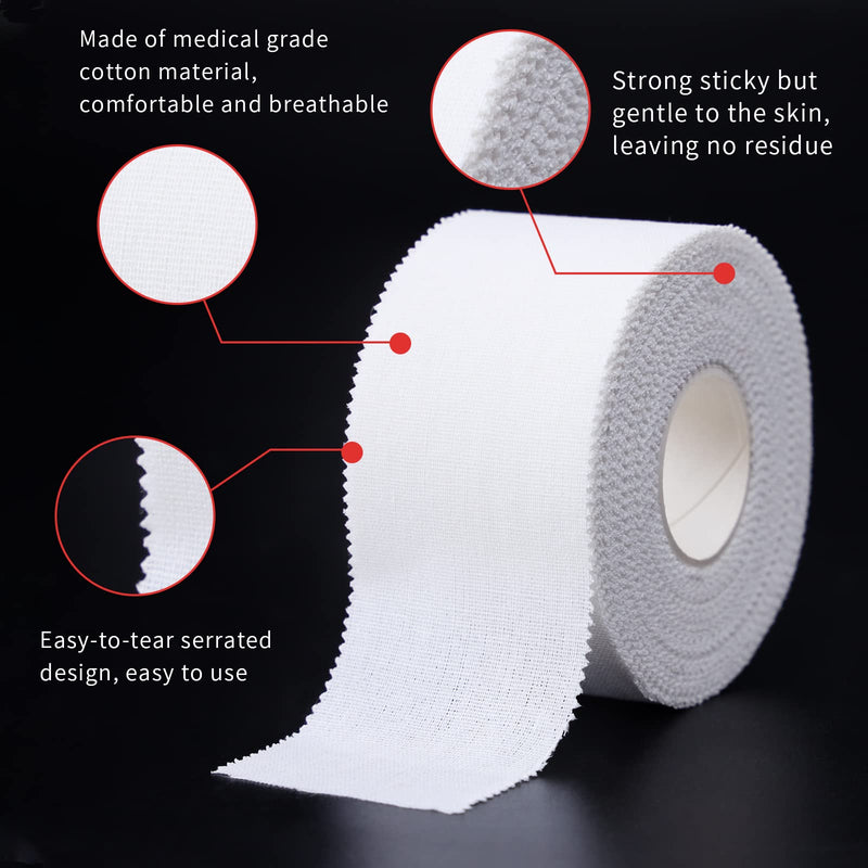 (3 Pack) Lobtery White Athletic Tape (1.5in x 15yd) Very Strong Athletic Tape No Sticky Residue for Athletes, Sport Trainers and First Aid Injury Wrap, Suitable for Fingers Ankles Wrist 3 Rolls - NewNest Australia