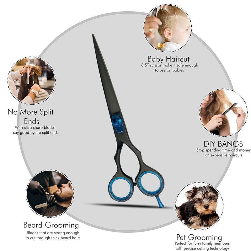 KINZIO Hairdressing Scissors, Japanese Scissors Stainless Steel Salon Scissors Finely Adjustable Tension Screw Hair Cutting Scissors with Particularly Sharp and Precise Cuts Premium Scissors for Hair Cutting (6.5") 6.5" - NewNest Australia