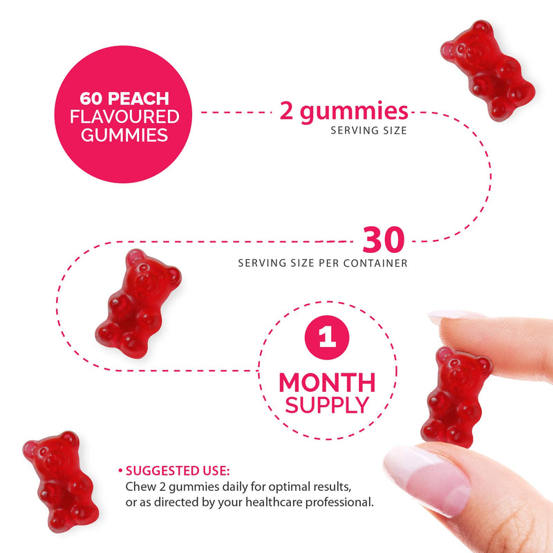 Multivitamin Gummies - 17 Essential Multi Vitamins – Chewable Gummy Vitamins - 1 Month Supply - Vegan – Peach - for Women & Men – Multivitamin Gummies by Novomins - NewNest Australia