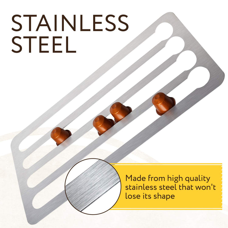 NewNest Australia - Stainless Steel Capsule Holder Compatible with Nespresso Pods, Vertically or Horizontally Mounted on Walls or Under Cabinets, 16"L x 8.6"W (41cm x 22 cm) Nespresso compatible Storage Holds 44 