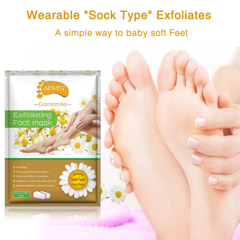 2 Pairs Exfoliant Foot Peel Mask for Soft Feet in 3-7 Days, Exfoliating Booties for Peeling Off Calluses & Dead Skin, Baby Your feet, for Men & Women (Chamomile) - NewNest Australia