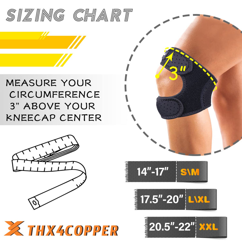 Thx4COPPER Compression Dual Patella Knee Brace for Pain Relief, Adjustable Knee Strap Support for Running, Jumper, Gym Exercise, Arthritis, Tendonitis, Injury Recovery, Joints and Muscles-XXL XXL - NewNest Australia