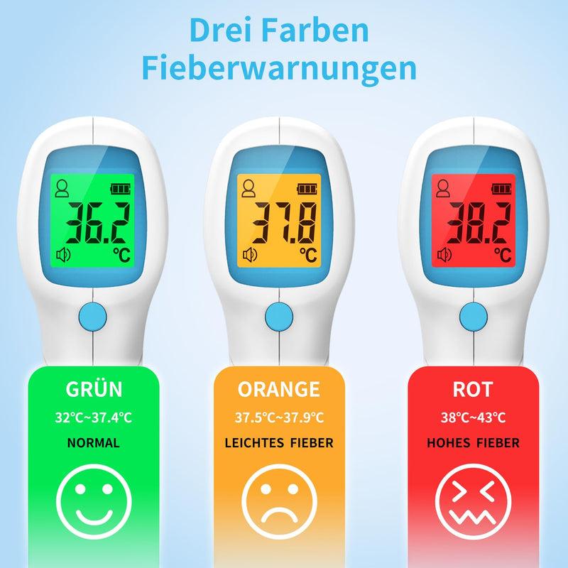 BerkeMed fever thermometer, contactless, infrared forehead thermometer, fever thermometer baby, for babies, children and adults, digital thermometer fever, immediate accurate readings, LCD display, white_blue - NewNest Australia