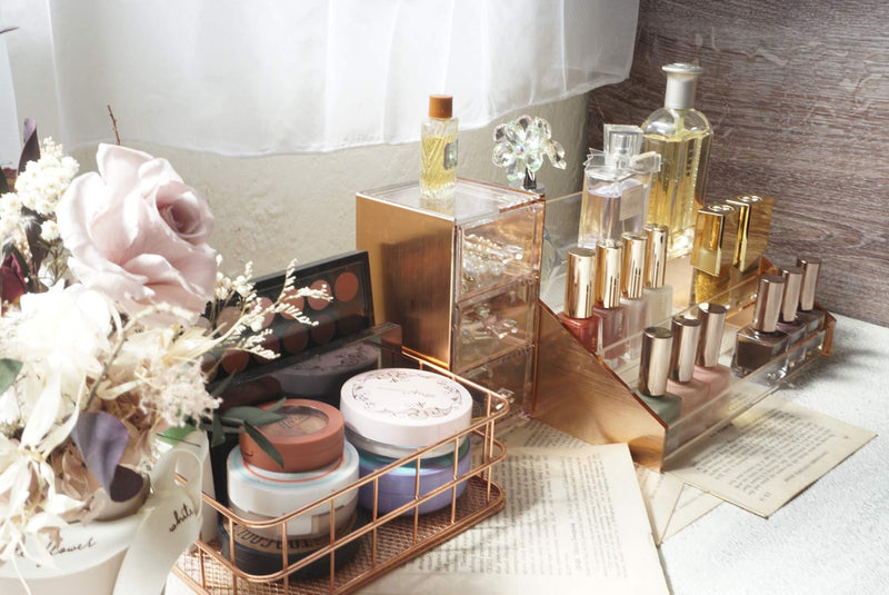 NewNest Australia - Moosy Life Rose Gold Desktop Acrylic 3 Layers Perfume Organizer, Display Stand 