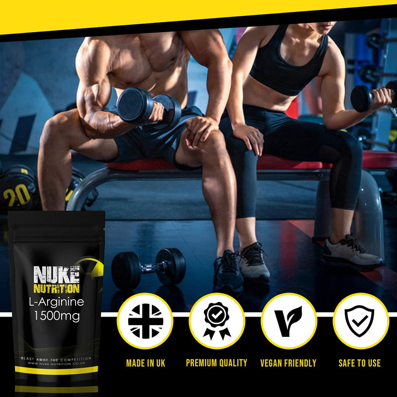Nuke Nutrition L Arginine Capsules 1500mg - 180 Capsules - Nitric Oxide Supplement for Men & Women to Improve Muscle Strength, Endurance & Mass - Nutritional Pre Workout - Nitric Acid Pills for Energy 180 Count (Pack of 1) - NewNest Australia