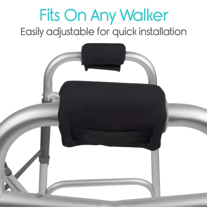 Walker Padded Hand Grip Covers, 1 Pair Mobility Aid Hand Cushion, Non-Slip Breathable Soft Cushion Padding for Folding Rolling Wheelchair, Rollator Handle, Crutch Handle Black - NewNest Australia