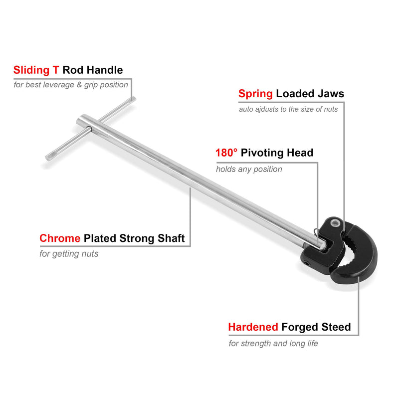 HAUTMEC Basin Wrench Capacity of 3/8-Inch to 1-1/4-Inch, 10-Inch Reach PL0024 3/8 - 1-1/4 Inch - NewNest Australia