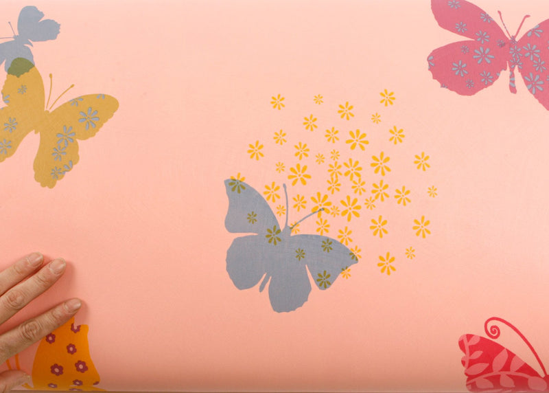 NewNest Australia - ROSEROSA Peel and Stick PVC Butterfly Instant Self-Adhesive Covering Countertop Backsplash Pink (GP9152-1 : 2.00 Feet X 6.56 Feet) 