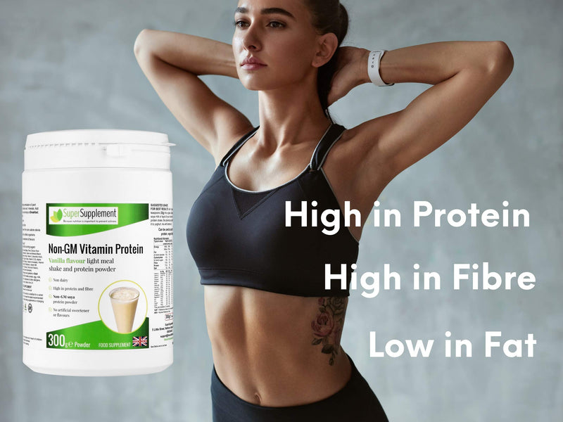 Non-GM Vitamin Protein Powders Weight Loss Shake Food Supplement (Vanilla Flavour) 300g Dairy Free Suitable for Vegetarians and Vegans Diet Meal Replacement Slimming Shakes for Weight Loss Meal - NewNest Australia
