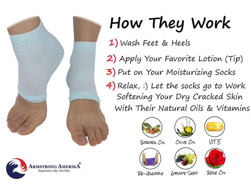 Moisturising Cracked Heel Socks - Treat Dry Heels Fast Pain Relief from Cracking Feet with These Gel Heel Protector Pads for Women and Men by ARMSTRONG AMERIKA (3 Pairs) Value Pack 3 Pairs - NewNest Australia