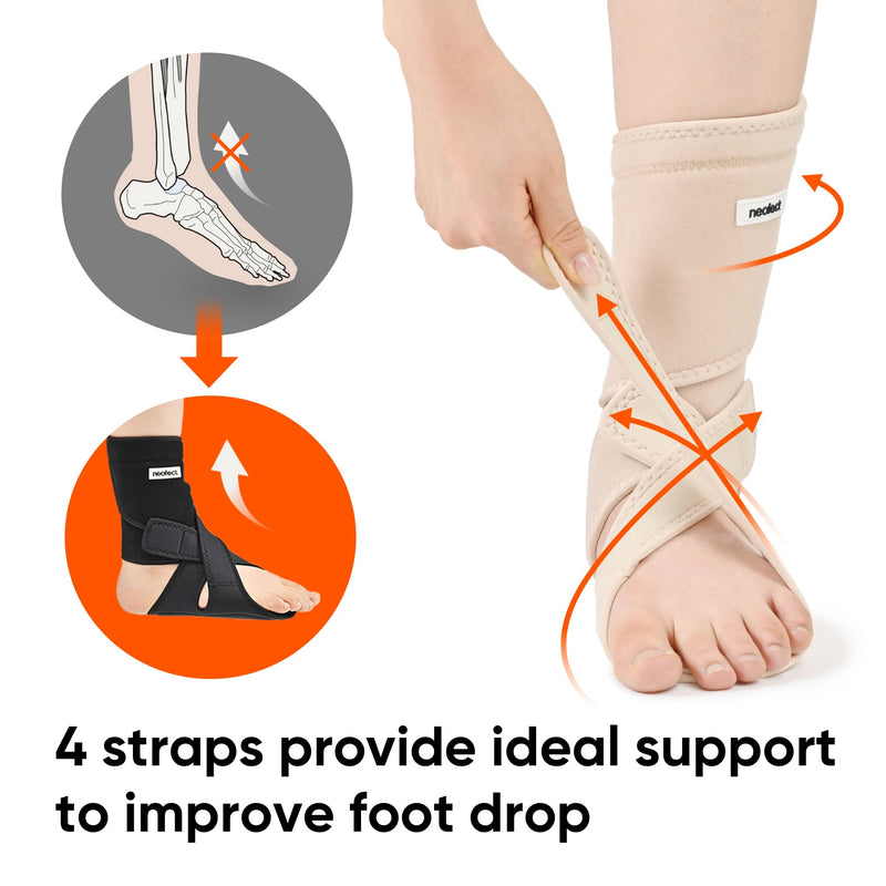 NEOFECT Drop Foot Brace Beige Right MEDIUM, foot splint for foot drop, ankle bandage for foot drop, lifting shoes, stroke hemiplegia foot support, foot orthosis for foot drop weakness - NewNest Australia