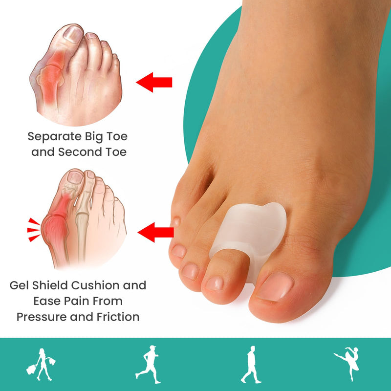 Welnove 10 Pack Gel Toe Separators - Toe Spacers With Aloe Vera Extract, Overlapping, Hammer Toe, Bunion Relief - Soft Silicone Toe Corrector For Men And Women (6M+4S) - NewNest Australia