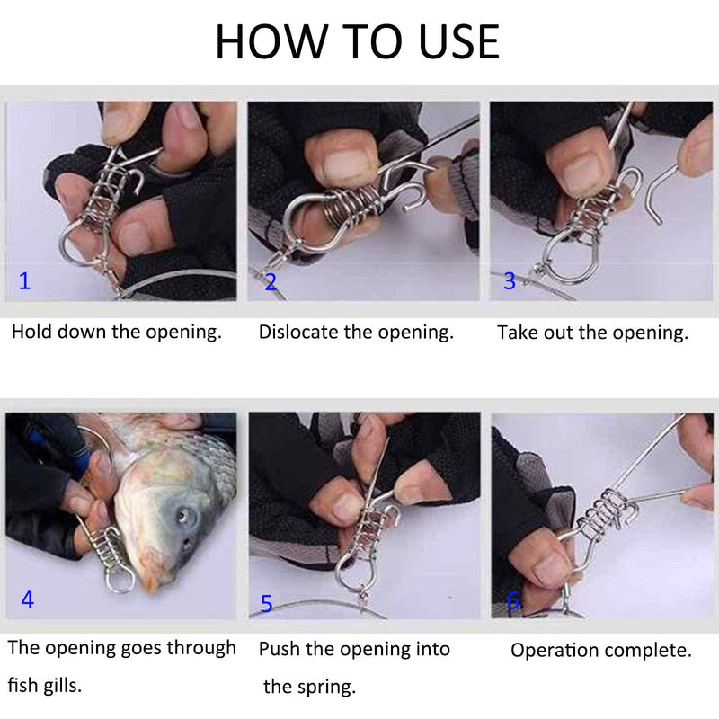 LAIBOREC Fish Stringer, Fishing Stringer Clip Live Fish Lock, with High Strength Snaps/Buckles, Big Fish Wire Rope Cable Fishing Holder Kit with Float and Plastic Handle 10 buckles - NewNest Australia