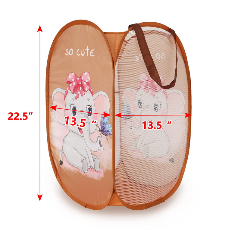 WEI LONG Cute Foldable Pop Up Hamper - Mesh Laundry Basket Durable Handles Toys Tidy Clothes Socks Storage Bag (Khaki Cat Paw) 01 Khaki Cat Paw - NewNest Australia