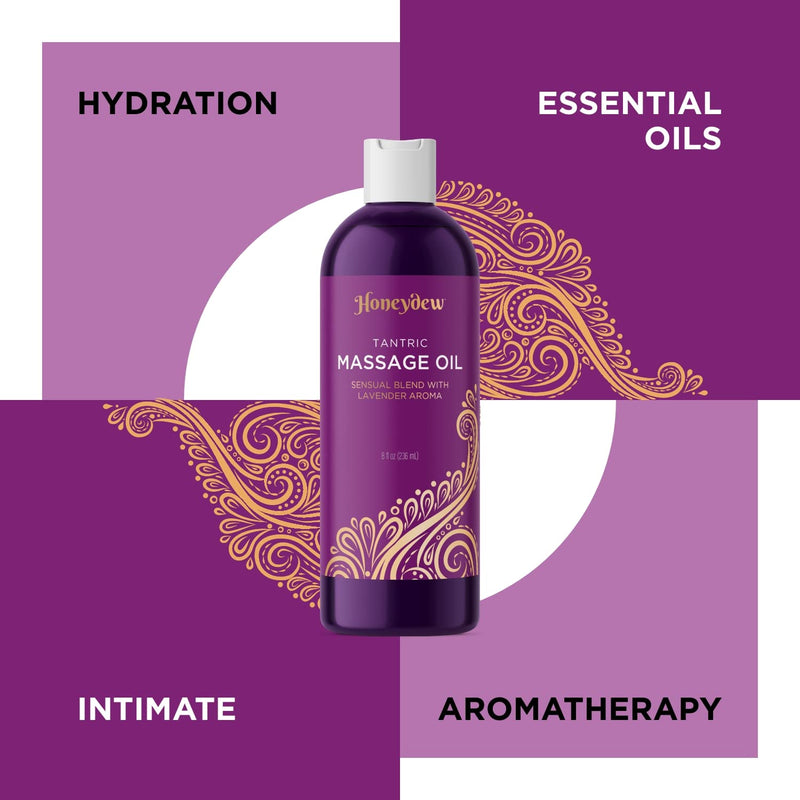 Lavender Sensual Massage Oil for Couples - Relaxing Couples Massage Oil with Sweet Almond Oil and Lavender Essential Oil - Highly Absorbent Non Greasy and High Glide Body Oil for Men and Women - NewNest Australia
