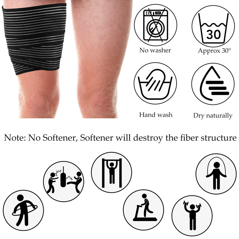 Elastic Calf Compression Bandage Leg Compression Sleeve for Men and Women, Compression Wraps Lower Legs for Stabilising Ligament, Joint Pain, Sport, Adjustable Black (4 Pieces,180 cm) 4 70.86 Inch (Pack of 4) - NewNest Australia