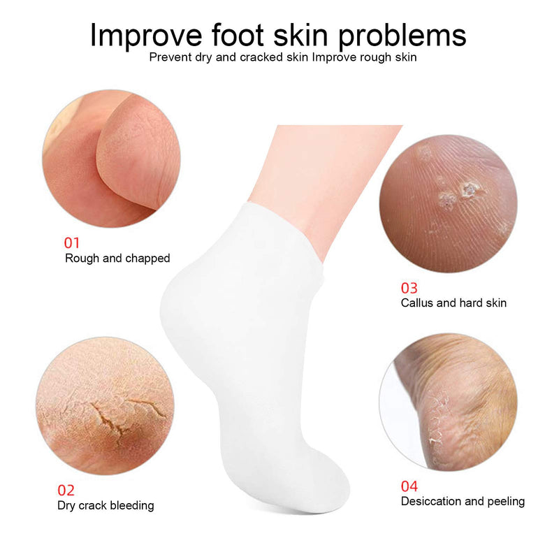 2 Pairs of Moisturizing Socks, Foot Spa Socks, Moisturizing Exfoliating Socks Moisturizing Care Elastic Anti Cracking Foot Skin Cares Socks Elastic Foot Care Socks White(XL(42-44)) XL(42-44) - NewNest Australia