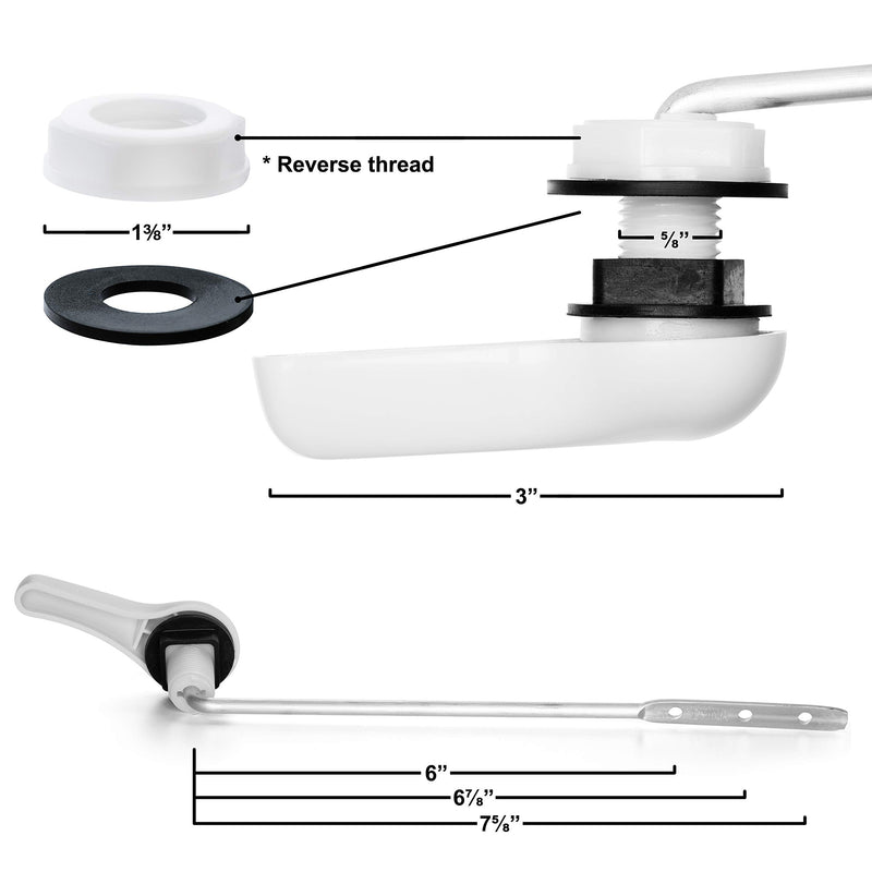 White Toilet Tank Flush Lever Handle, Universal Front Mount with Nut Lock, Fits Most Toilets - NewNest Australia