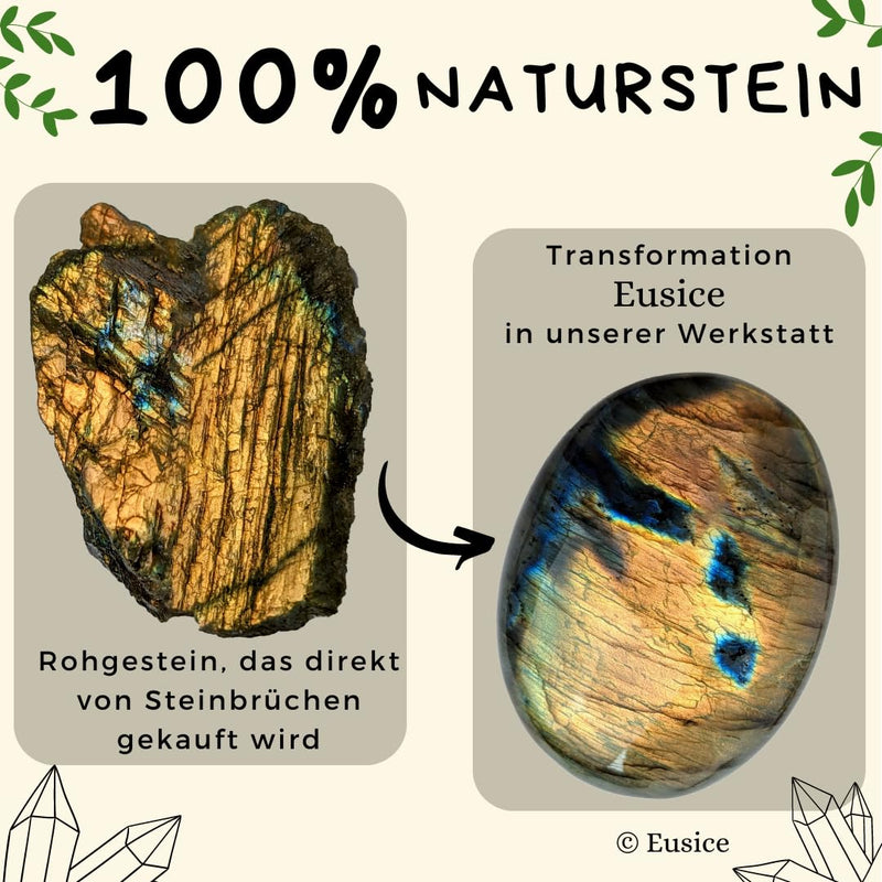 EUSICE - Imperial Labradorite Natural Stone, Healing Stone Crystal Relaxation and Anti-Stress, 100% Artisan & Handmade Pebble, Labradorite High Quality and Ethics for Wellness, Meditation, Collecting Golden Labradorite 80g-100g - NewNest Australia
