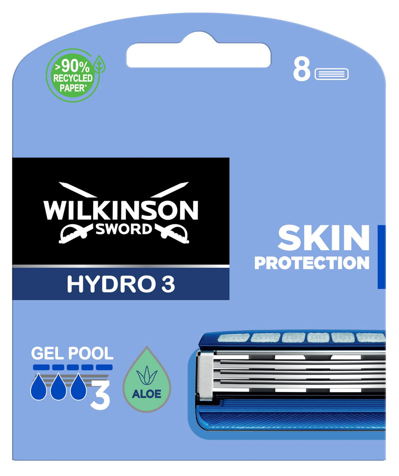 Wilkinson Sword Hydro 3 Skin Protection Razor Blades, 8 Razor Blades 8 Pieces (Pack of 1) - NewNest Australia