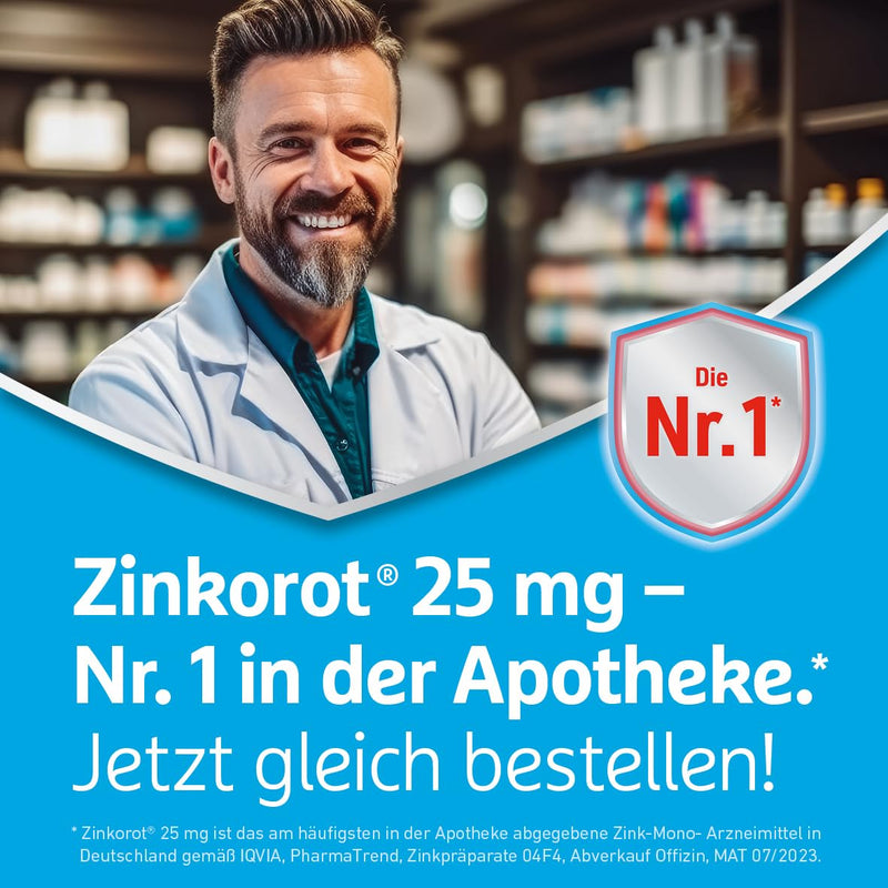 Zinkorot 25 tablets: High-dose zinc tablets with 25 mg zinc orotate per tablet, only 1x daily, 50 pieces Unlimited 50 pieces (pack of 1) - NewNest Australia