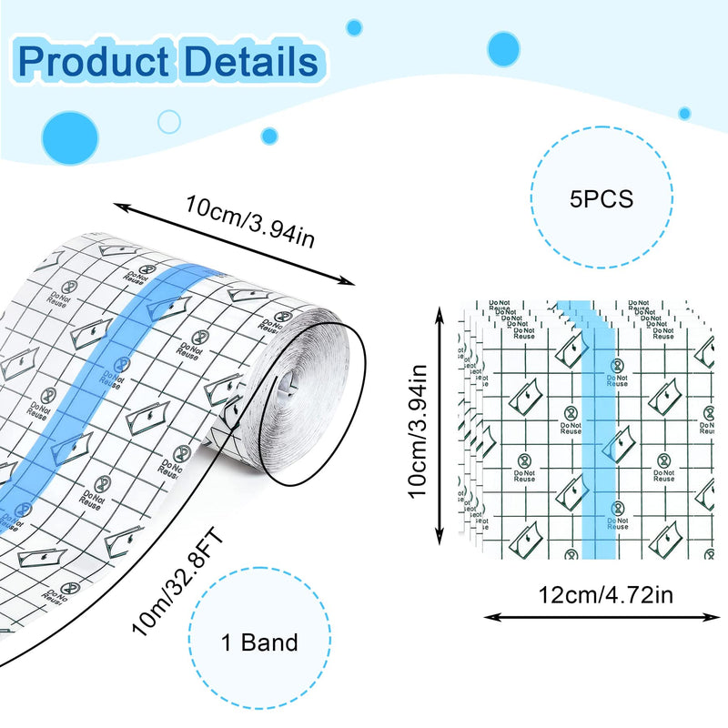 10 Cm X 10 M Waterproof Transparent Bandage With 5 Pieces Waterproof Plasters, Self-Adhesive Bandage Tattoo, Waterproof Plasters After Surgery, Medical Plaster, Waterproof Plaster Roll, Wound Pad - NewNest Australia