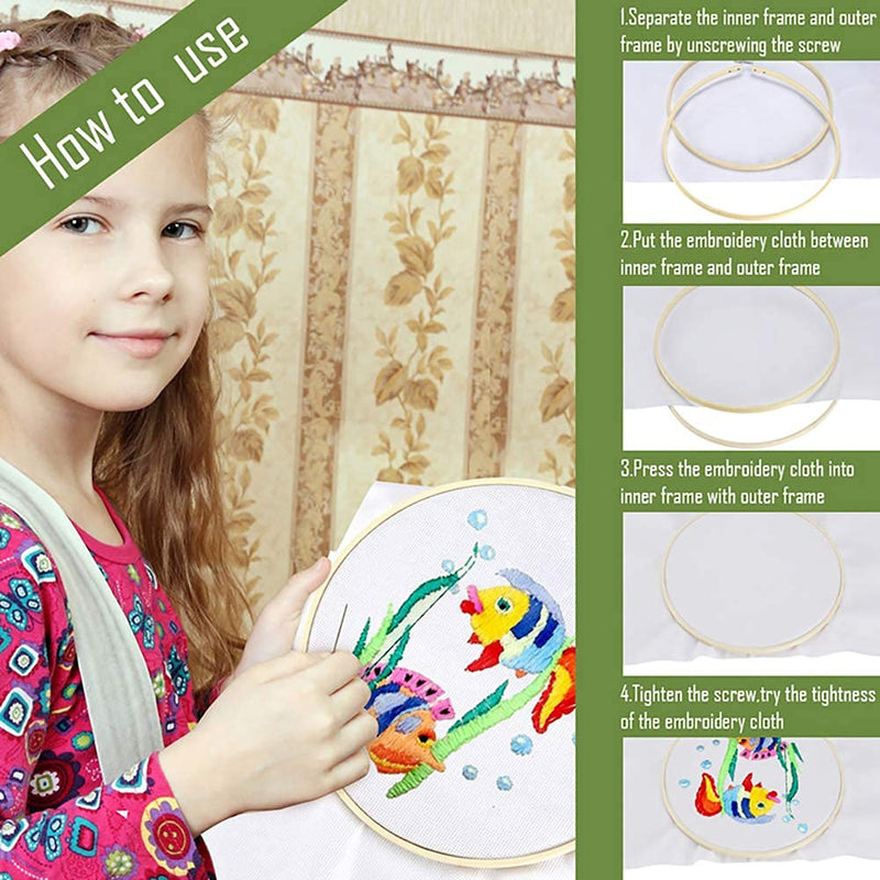 Caydo 7 Pieces 7 Sizes Embroidery Hoops Set 4 inch to 12 inch Bamboo Circle Cross Stitch Hoop Rings for Craft Sewing and Ornaments - NewNest Australia