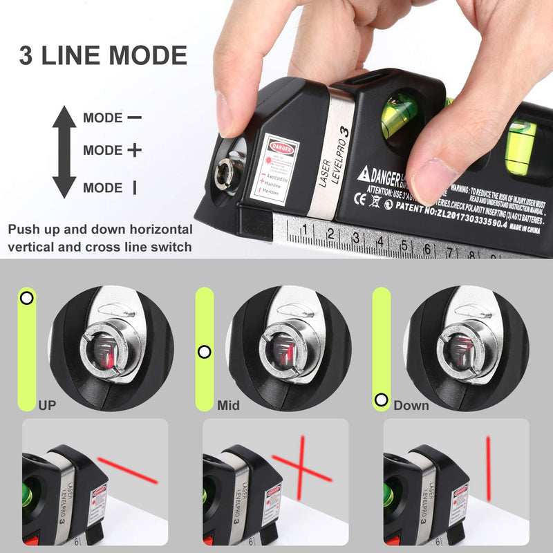 Laser Level Line Tool, Multipurpose Laser Level Kit Standard Cross Line Laser level Laser Line leveler Beam Tool with Metric Rulers 8ft/2.5M for Picture Hanging cabinets Tile Walls by AikTryee. - NewNest Australia
