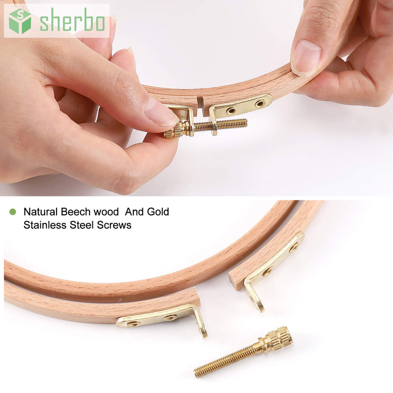 Sherbo 3 Pieces Beech Wood Embroidery Hoops Set by 7 Inch to 9 Inch Circle Hoop Ring Cross Stitch Cotton for DIY Embroidery Floss Starter of Sewing Art Kits Crafts (BeechHoop 7-9) BeechHoop 7-9 - NewNest Australia