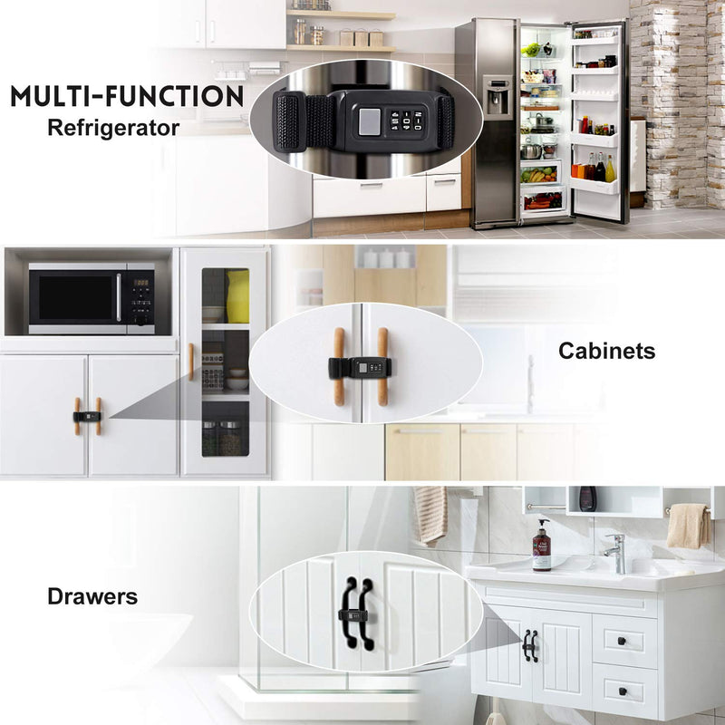 Veronica Child Safety Refrigerator Locks Multi-Functional French-Door Refrigerator and Cabinet Lock Multi Use Baby Cabinets Latches (Regular) Regular - NewNest Australia