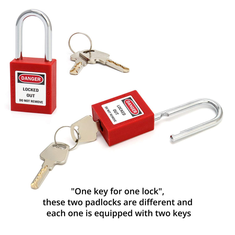 QWORK Red Lockout Tagout Safety Padlock, 2 Padlocks with 4 Keys 2 Pack - NewNest Australia