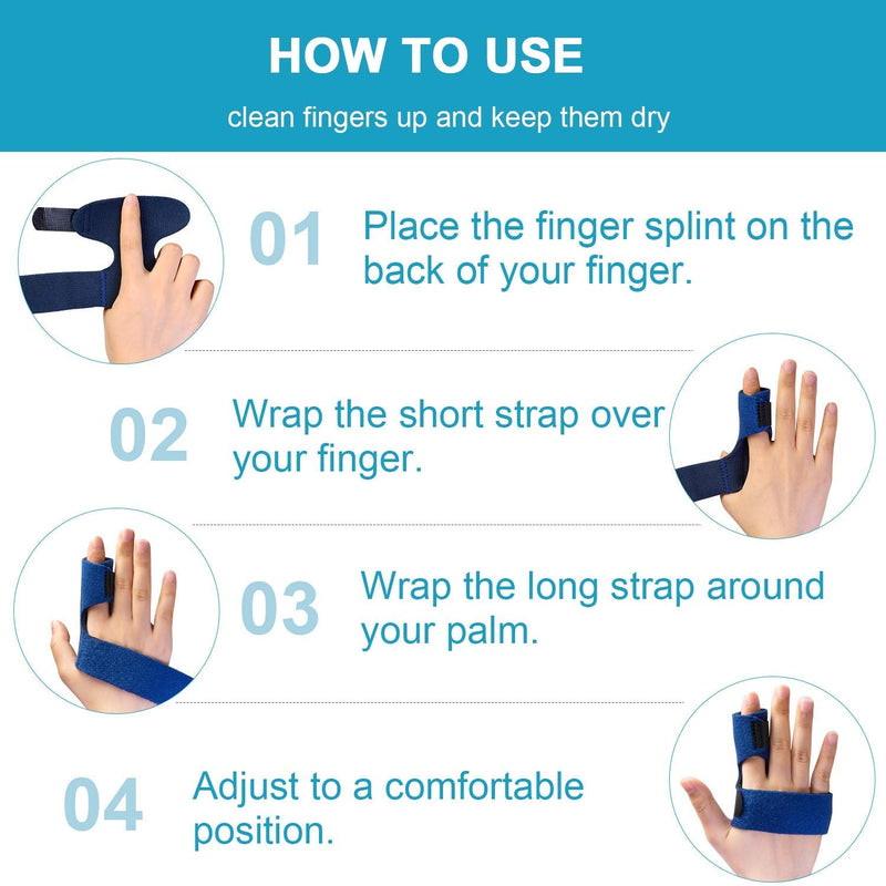 Sumifun Finger Splints for Left Hand, Finger Brace with Built-in Aluminium Bar for Trigger Finger, Mallet Finger, Finger Supports with 2 Gel Sleeves for Sprains, Pain Relief, Sports Injury Left Hand - Blue - NewNest Australia