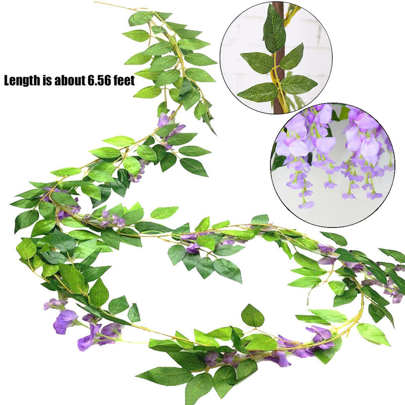 5 Pcs (Total 32.8Ft) Artificial Purple Wisteria Garland Wisteria Vine Rattan Fake Wisteria Vine Flower Garland for Wedding Garden Outdoor Decor - NewNest Australia
