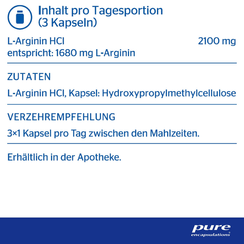 Pure Encapsulations - L-Arginine - Amino Acid - Hypoallergenic preparation with high-quality L-Arginine - 90 vegan capsules - NewNest Australia